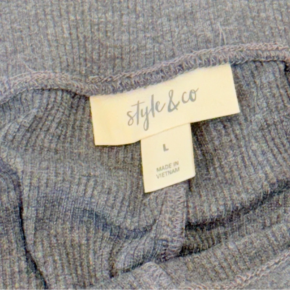 π Style & Co Ribbed Leggings Charcoal Heather Large Super Soft Mid-Rise Stretch - Picture 10 of 16